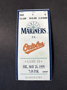 KEN GRIFFEY JR. - SPIDERMAN CATCH - TICKET STUB - BREAKS WRIST- 5/26/95 - KDOME - Picture 1 of 2