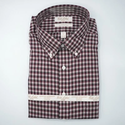 Roundtree & Yorke Gold Label Shirt 17-34 FITTED Red Black Plaid Non-Iron NWT - Image 1 of 4