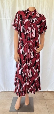 Vestido Camisa Corey Lynn Calter Estampado Caballo Cinturón Talla M Volantes Anthropologie Foto 1 de 4