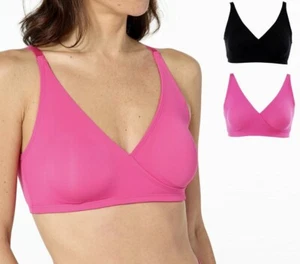 Rhonda Shear 2-pack Butterknit Wrap Bra with Removable Pads Black/Berry Pink - Picture 1 of 4