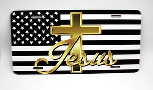 JESUS AMERICAN FLAG CROSS CHRISTIAN RELIGIOUS Metal Novelty Car License Plate  - Picture 1 of 16