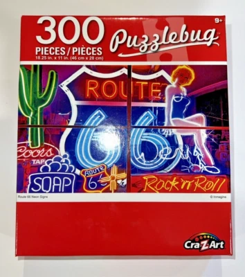 Puzzlebug 300 Piece 18.25x11 In Route 66 Puzzle, 2019 Cra-Z-Art NIB - Image 1 of 4