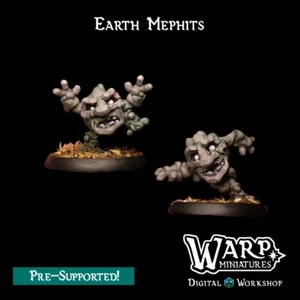 Earth Mephits (x2)/Elementals/TTRPG/Dungeons and Dragons/Warp Miniatures - Picture 1 of 2