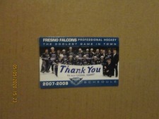 ECHL Fresno Falcons Vintage Circa 2007-2008 Team Logo Hockey Pocket Schedule
