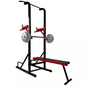 Pull Up Power Tower Dip Station Kraftturm Kraftstation mit Hantelbank Klimmzug - Bild 1 von 9