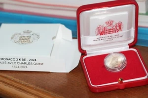 Monaco 2 Euro 2024 500 Jahre Vertrag mit Karl VI. PP mit OVP und Zertifikat - Bild 1 von 7