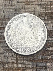 1874 10C US Seated Liberty Dime - Picture 1 of 2