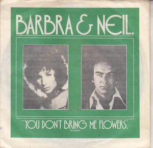 BARBRA STREISAND NEIL DIAMOND You Don't Bring Me Flowers PICTURE SLEEVE 45 NEW - Picture 1 of 4