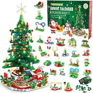 24 in 1 Advent Calendar 2024 Christmas Tree Building Set Boxes Countdown Block - Picture 1 of 7