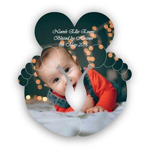 New Baby Christening Baby Feet and Personalised Heart Acrylic Mirror
