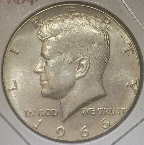 1966-P Kennedy Half Dollar - TYPE 2 SILVER CLAD - 40% SILVER - MS BU - #1 Cover