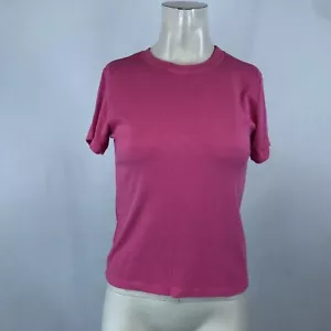 VELVET- WOMEN'S MEDIUM - PINK RIBBED SHORT SLEEVE ROUND NECK TOP SHIRT - Picture 1 of 6