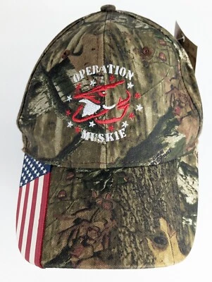 Operation Muskie x Mossy Oak Strapback Hat – Outdoor Fishing Cap – OSFM USA NEW - Image 1 of 4