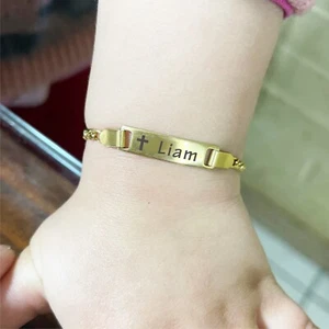 Personalized Baby Tiny Bracelet, Gold plated, Baby Boy Girl Bracelets. - Picture 1 of 8