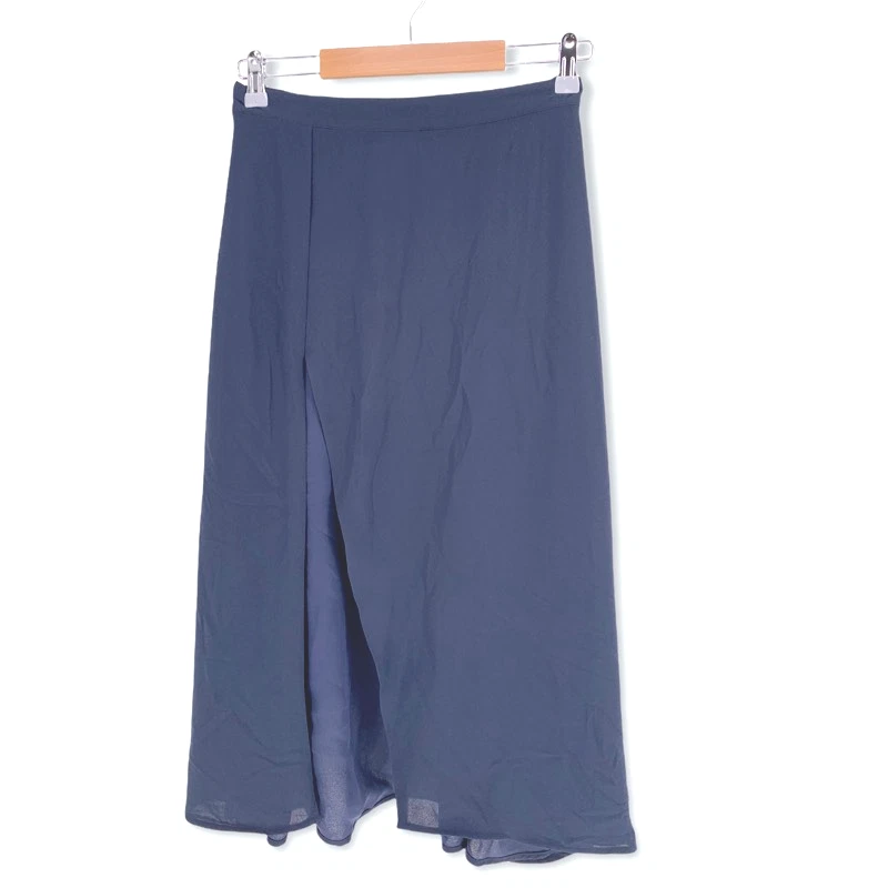 Wildfox Womens A Line Navy Skirt Blue Chiffon Midi Layered Open Front S New - Изображение 1 из 4