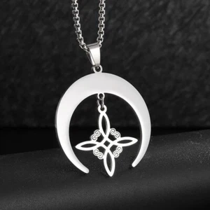 Witch Knot Necklace Stainless Steel Magic Knot Pagan Wicca Symbol Pendant Gift - Picture 1 of 1