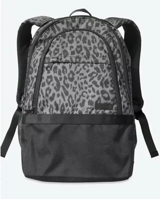 MOCHILA COLEGIAL VICTORIA SECRET ROSA GRANDE NEGRA GRIS LEOPARDO ❤️NUEVA CON ETIQUETAS RARA Foto 1 de 4