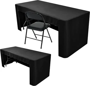 2 Pack Black Tablecloth for 8FT Trade Show Table Covers-Open Back Folding Tablec - Picture 1 of 7