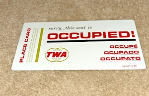 1964 TWA OCCUPIED SEAT Laminated Card - Picture 1 of 4