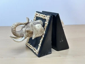 Sujetalibros de cerámica vintage de elefante, pintados a mano, 8” de alto - 2001 - Imagen 1 de 23