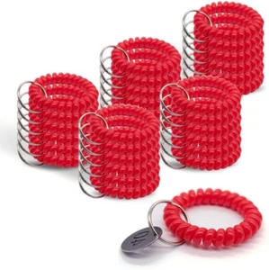 25PCS Red Wrist Keychain Wrist Key Holder Colorful Spring Spiral Coil Keychains - Picture 1 of 7