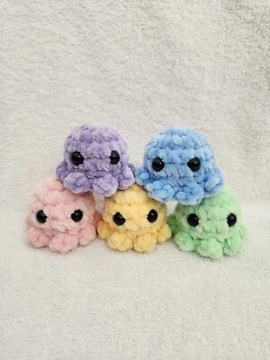 Set of 5 Pastel Rainbow Baby Octopus Amigurumi Plushie, Cute Octo Plushy, gift f - Image 1 of 4