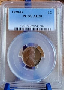 1928-D Lincoln Cent AU58 PCGS - Picture 1 of 2
