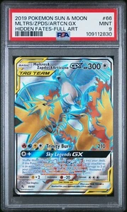 2019 POKEMON SUN & MOON #66 FULL ART MOLTRES & ZAPDOS & ARTICUNO GX PSA 9 - Picture 1 of 2