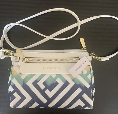 LIZ CLAIBORNE Blue White Green Yellow Crossbody Purse Small 9” Width New W Tags - Image 1 of 4
