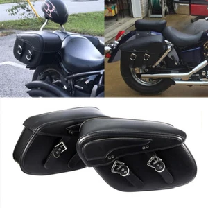 Motorcycle Side Saddle Bags Luggage For Harley Dyna Low Rider FXDL Softail Deuce - Foto 1 di 10