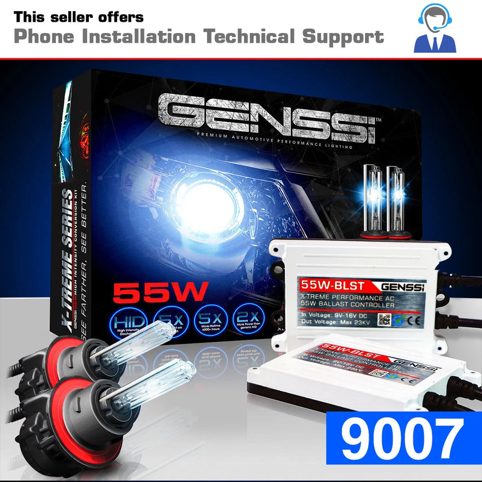 AC 55W HID Kit 9007 HB5 Bi-Xenon 6000K Bright OEM White Beam Conversion Light - Image 1 of 4