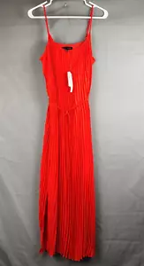 Maxi Vestido Plisado Banana Republic Rojo Ranura Lateral Cinturón Largo 10P Nuevo con Etiquetas - Imagen 1 de 13
