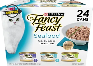 Purina Fancy Feast Wet Cat Food Seafood, 3 oz Cans (24 Pack) - Picture 1 of 12