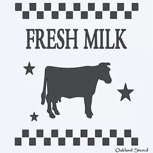 **Fresh Milk STENCIL with Cow Checkerboard Stars** Farm Country Signs Crafts - Picture 1 of 1