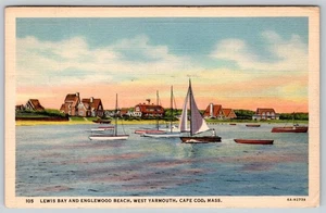 Postal 1937 Lewis Bay Englewood Beach West Yarmouth Cabo Bacalao Massachusetts - Imagen 1 de 2