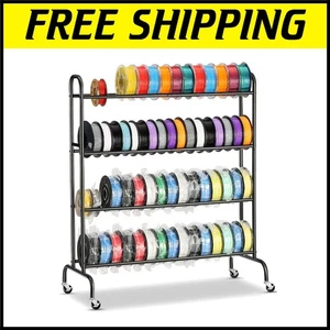 Organize 60 Filament Spools with Our Heavy-Duty 4-Tier Rolling Storage Rack - Picture 1 of 8