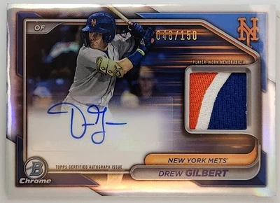 2024 Bowman Chrome Auto Relic Card #BCAR-DG Drew Gilbert Refractor /150 Prospect - Image 1 of 2