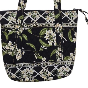 NEU Vintage Vera Bradley Jasmin Beuteltasche Blumenmuster schwarz weiß grün 11x12x3 - Bild 1 von 9
