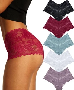FINETOO Sexy Underwear for Women V-Waist Shorts Women' s Medium, A 5 Pack - Picture 1 of 5