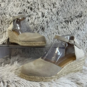 Paseart Tostado Gamuza Yute Cuña España Alpargata Punta Cerrada Sandalia Correa Tobillo 9 40 - Imagen 1 de 12