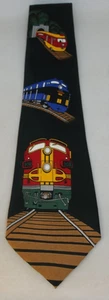 VTG RENAISSANCE NECKTIE TIE POLYESTER NEW TRAINS HANDMADE KOREA - Picture 1 of 2