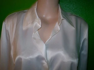 GEORGE SILKY CHARMEUSE SATIN SHIRT TOP DRESS SUIT BLOUSE XXL IVORY - Picture 1 of 3