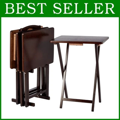 Folding TV Tray Tables, Espresso Finish, 4-Pack - Image 1 of 4