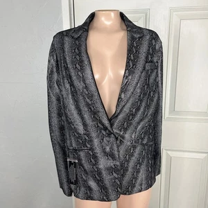 NEW Neiman Marcus Women's Leather Jacket Medium Snake Print Reversible MM17 - Picture 1 of 6