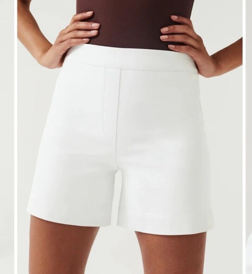 Spanx Women's On-the-Go 6" Shorts Classic White Size Medium Pull-On High Waist