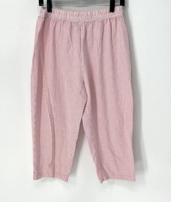 Bobbie brooks vintage cropped pants women’s XL Seersucker Pink White Striped - Image 1 of 4