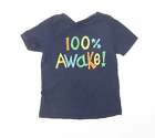 George Boys Blue Cotton Basic T-Shirt Size 6-7 Years Round Neck Pullover - Sloga