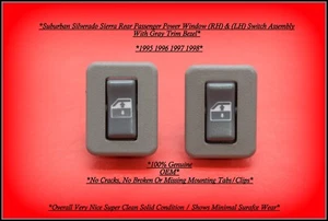 95-98 Chevy Suburban Silverado Sierra Rear Power Window Switch Gray Bezel Pair - Bild 1 von 3
