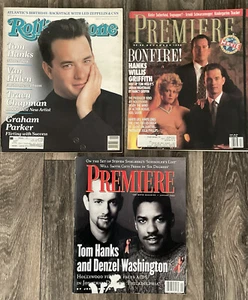 Tom Hanks Cover Lot of 3 Vintage Premiere Magazine Rolling Stone Denzel Willis - Picture 1 of 7