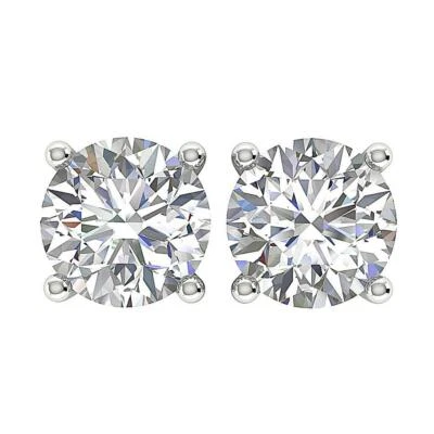 Solitaire Studs Earrings I1 H 1.20 Ct Natural Diamond 14K White Gold Prong Set - Image 1 of 4
